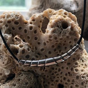 Leather and sterling silver necklace NWOT